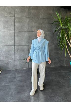 کت بلیزر آبی زنانه کرپ She Olive - کد 886715573