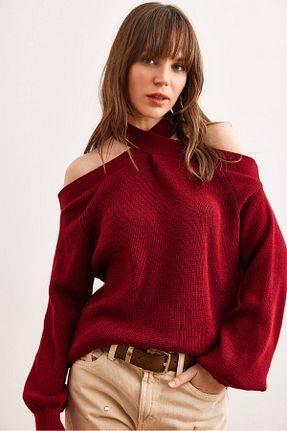پلیور زرشکی زنانه ساده Olalook - کد 885941141