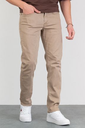 شلوار جین بژ مردانه پاچه لوله تفنگی HLT JEANS - کد 257723648