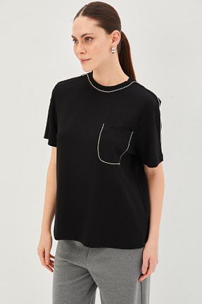 تیشرت مشکی زنانه رگولار Allyco - کد 880000347