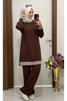 ست بالاتنه و پائین تنه حجاب قهوه ای زنانه Blazer modasura - کد 144768703