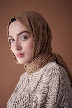شال قهوه ای زنانه پنبه ای Şehr i sultan - کد 886716207