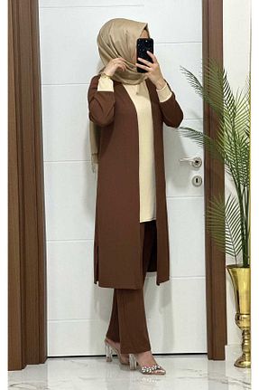 ست بالاتنه و پائین تنه حجاب قهوه ای زنانه Blazer modasura - کد 838986545
