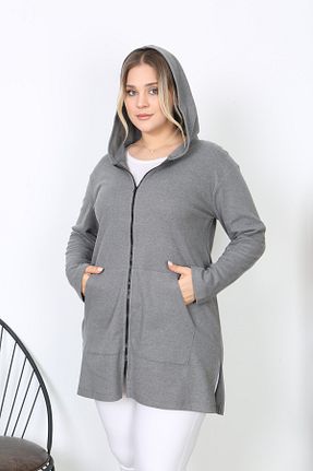 سوئیشرت سایز بزرگ طوسی زنانه رگولار ESPİNA - کد 886732583