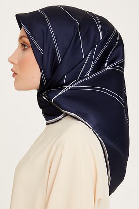 روسری سرمه ای کرپ ساتن ابریشم Armine - کد 886733170