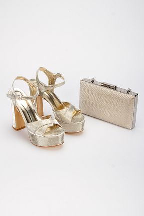 کفش مجلسی طلائی زنانه چرم مصنوعی Akçetin Moda - کد 886835761