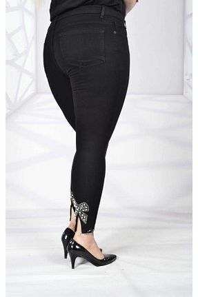 شلوار سایز بزرگ مشکی زنانه مخلوط کتان MODAEFD - کد 886790545