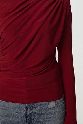 بلوز زرشکی زنانه ساده VAGGON - کد 886800741