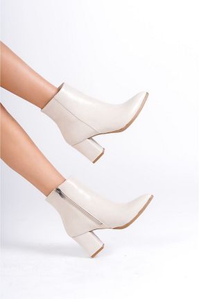 بوت / نیم بوت بژ زنانه چرم مصنوعی sefayol - کد 766080250