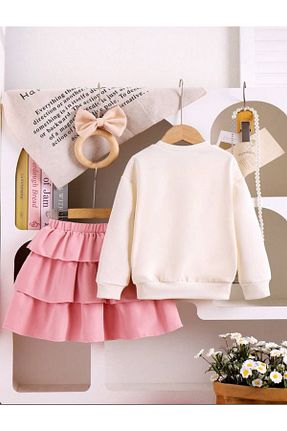 ست بالاتنه و پائین تنه صورتی بچه گانه بافت vera kids - کد 886893253