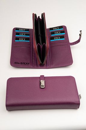 کیف پول بنفش زنانه ابعاد بزرگ HKY - کد 79374059