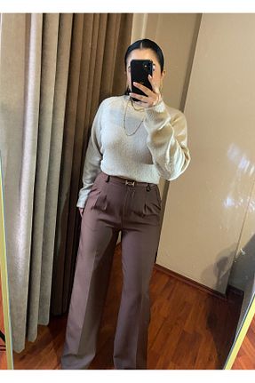 شلوار قهوه ای زنانه پارچه MODA - کد 886933025