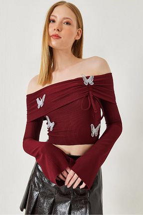 بلوز زرشکی زنانه ساده Bianco Lucci - کد 886994303