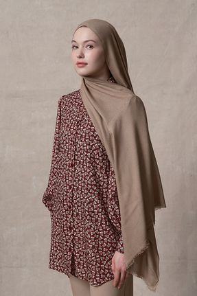 شال قهوه ای زنانه ویسکون Qef - کد 887082513