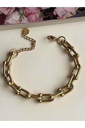 دستبند استیل (فولاد) طلائی زنانه استیل (فولاد) HİRA AKSESUAR - کد 887023217