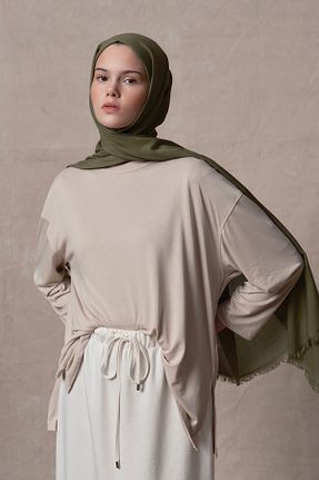 شال خاکی زنانه ویسکون Qef - کد 887003487