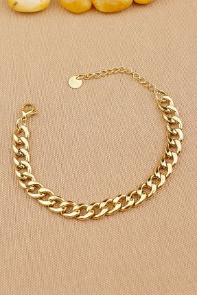 دستبند استیل (فولاد) طلائی زنانه استیل (فولاد) Keyifli Hayaller - کد 886999508
