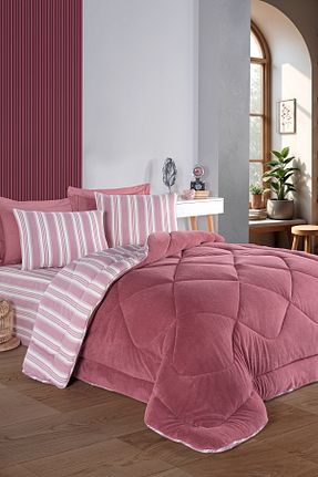 ست لحاف و روکش لحاف و روکش بالش دو نفره زرشکی 195 x 215 Eponj Home - کد 887002397