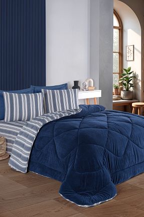 ست لحاف و روکش لحاف و روکش بالش دو نفره سرمه ای 195 x 215 Eponj Home - کد 887002079