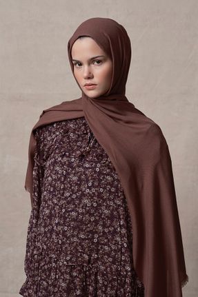 شال قهوه ای زنانه ویسکون Qef - کد 887004781