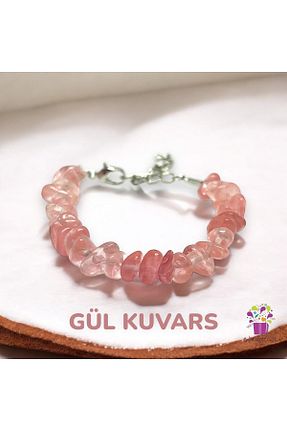 دستبند جواهر صورتی زنانه سنگ طبیعی eHediyecim - کد 887071056