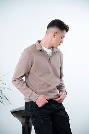 سوئیشرت قهوه ای مردانه ساده Fabregas - کد 887089436