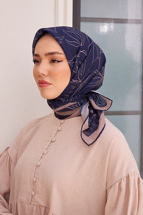 دستمال گردن سرمه ای زنانه پنبه ای Silk Home - کد 887105829