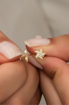 گوشواره نقره طلائی زنانه 925 عیار NEREZE - کد 135134298