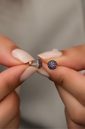 گوشواره نقره بنفش زنانه 925 عیار NEREZE - کد 135102119