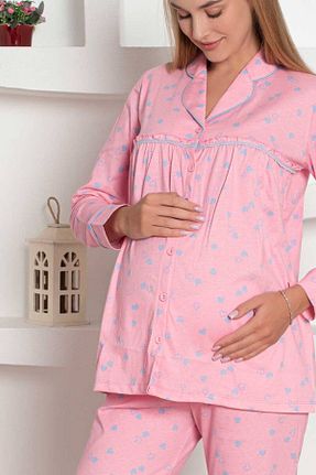ست لباس راحتی بارداری صورتی زنانه %100 پنبه Genel Markalar - کد 850434276