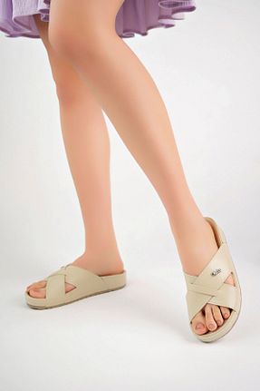 دمپائی بژ زنانه چرم مصنوعی epaavm - کد 839470536