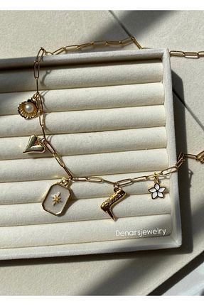 گردنبند استیل ( فولاد ) طلائی زنانه استیل ضد زنگ denars jewelry - کد 844104276