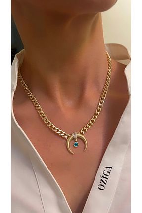گردنبند استیل ( فولاد ) طلائی زنانه استیل (فولاد) Ozi - کد 887165414