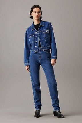 شلوار جین سرمه ای زنانه پاچه لوله تفنگی Calvin Klein - کد 887310827