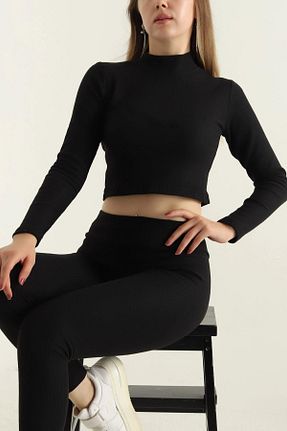 ست بالاتنه و پائین تنه مشکی زنانه بافت Mossta - کد 887253441