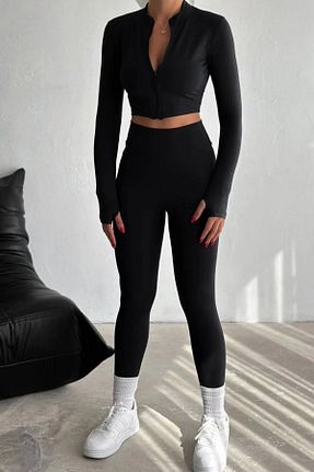 ست بالاتنه و پائین تنه مشکی زنانه بافتنی Swana - کد 857639651