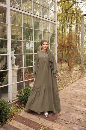 لباس حجاب خاکی زنانه رگولار Nissra - کد 887277654