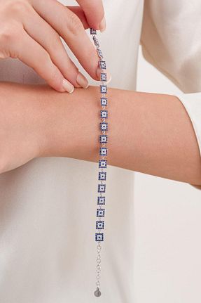 دستبند نقره آبی زنانه 925 عیار Tmt Silver - کد 887282296