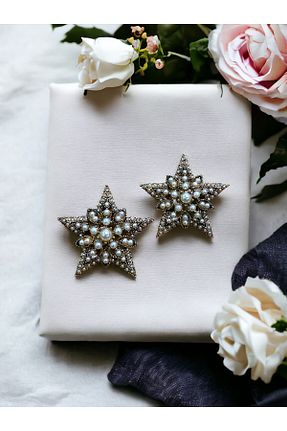 گوشواره جواهر قهوه ای مروارید FAYRA ACCESSORIES - کد 815242388