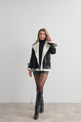 کاپشن مشکی زنانه رگولار Rabia Çelik - کد 376294620