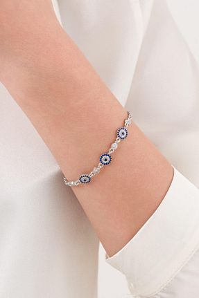 دستبند نقره آبی زنانه 925 عیار Tmt Silver - کد 887349395