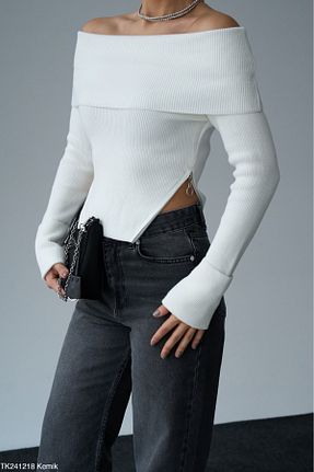 پلیور سفید زنانه ساده Lupies - کد 887301623
