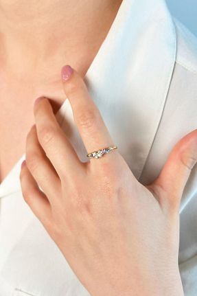 انگشتر جواهر طلائی زنانه زیرکن Sose Moda - کد 887303585