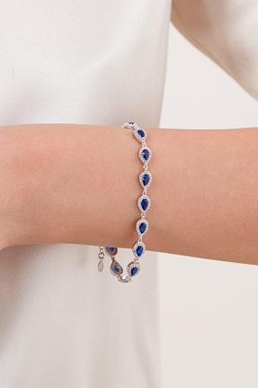 دستبند نقره آبی زنانه 925 عیار Tmt Silver - کد 887299366