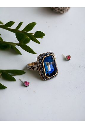 انگشتر جواهر آبی زنانه زیرکن FAYRA ACCESSORIES - کد 856342251