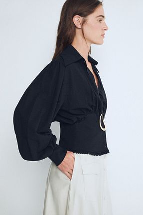 پیراهن مشکی زنانه رگولار Pilea - کد 887315466