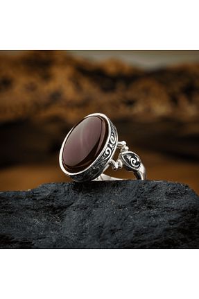 انگشتر نقره قرمز مردانه عقیق vevasilver - کد 840347398
