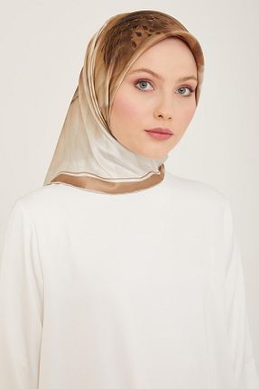 روسری بژ کرپ ساتن ابریشم Armine - کد 887349309