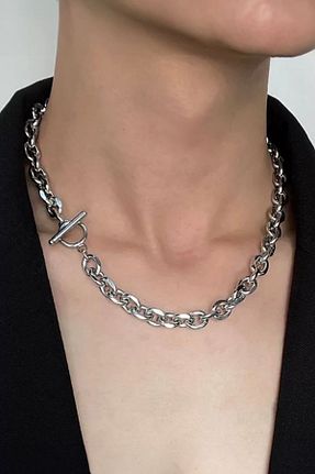 گردنبند استیل ( فولاد ) طوسی زنانه استیل (فولاد) Chavin - کد 887348821