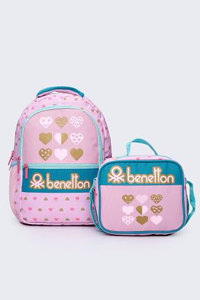 کیف مدرسه صورتی بچه گانه پارچه ای United Colors of Benetton - کد 887355541